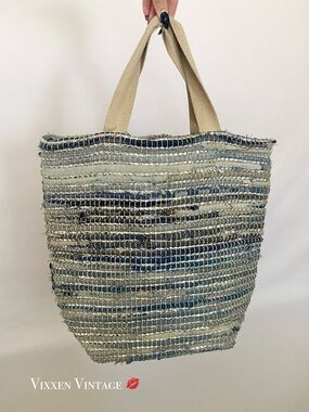 UPCYCLED HANDWOVEN DENIM MARKET TOTE BAG